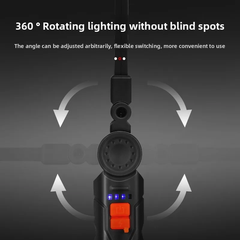 COB 자석 접이식 자동차 수리 작업등 - 다기능 초강력 손전등, 충전식, 휴대용 레드 알람