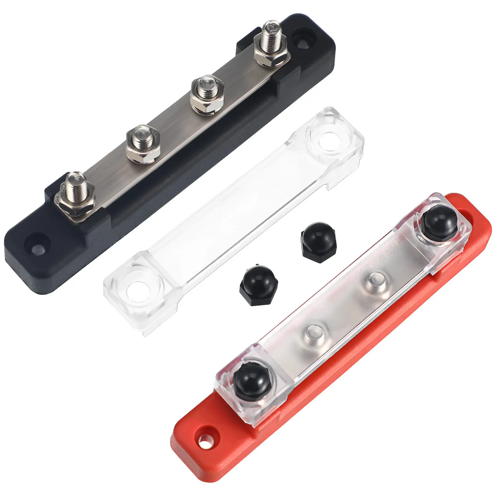 

2Sets Battery Terminal Block Bus Bar Power Distribution Block Protective Cover for Marine Car Truck Boat Rv Yacht