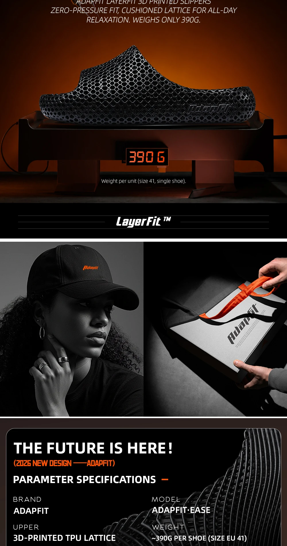 ADAPFIT LayerFit 3D-gedruckte Hausschuhe Herren Damen ultra leicht mit gepolsterter Wabenstruktur für Innen- und Außenbereich rutschfest atmungsaktiv bequem für Yoga und Erholung nach dem Sport – Detail 2