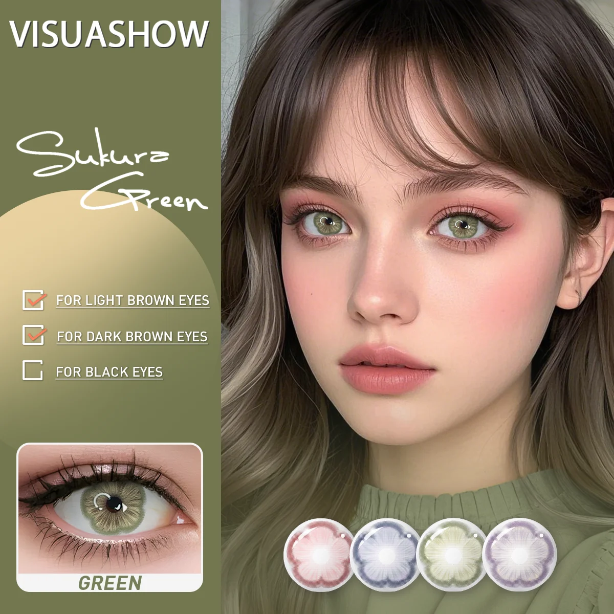 VISUASHOW Cosplay Blue Farbige Kontaktlinsen, Kleine Pupille, 1 Paar Halbjährlich Einweg, Weich, Bequem und Leuchtende Farbe. Kosmetische Kontaktlinsen Sukura für Anime, Halloween, Partys und Augen-Make-up – Detail 7