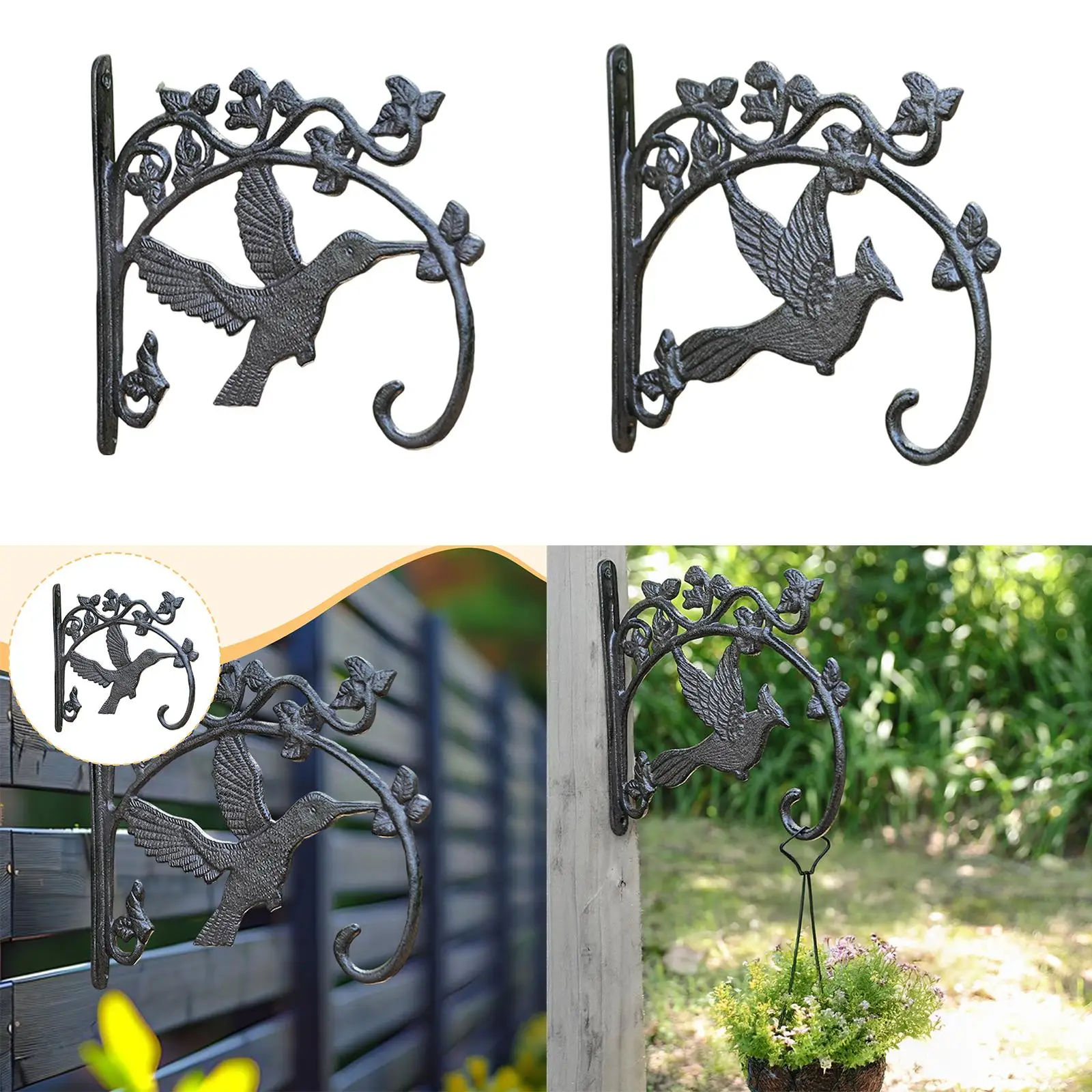 

Plant Hangers Iron Hanging Plant Bracket Decorative Cast Iron Hook Wall Hanging Basket Stand for Garden Planters Trees