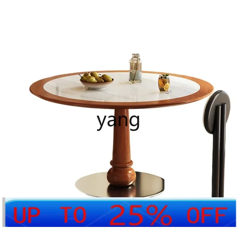 LMM round rock slab dining table household caramel color original designer household small apartment eating table