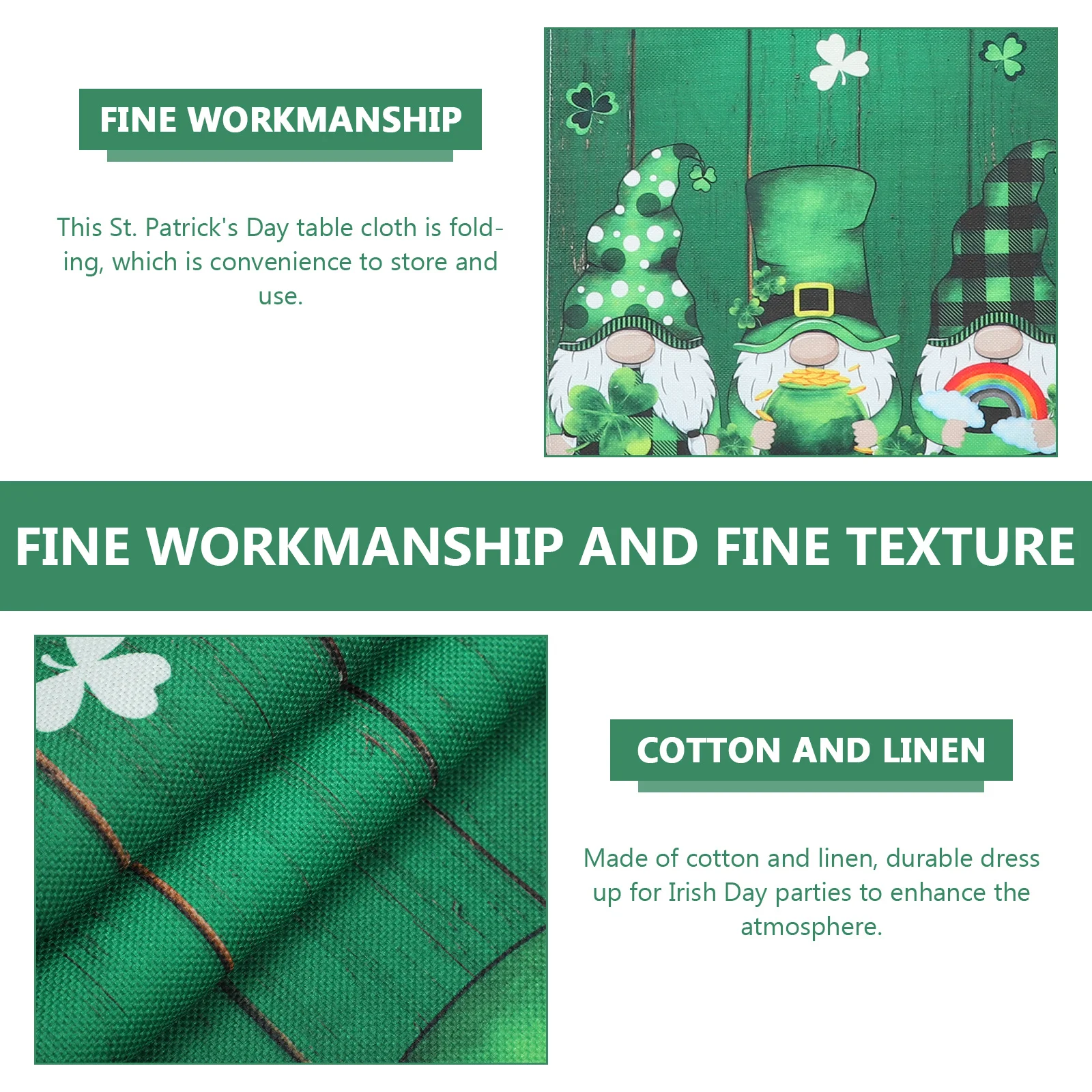 

Green Festival Shamrock Table Runner St Patrick's Day Decorative Tablecloth Party Banquet Dinner Decor Party Tablecloth