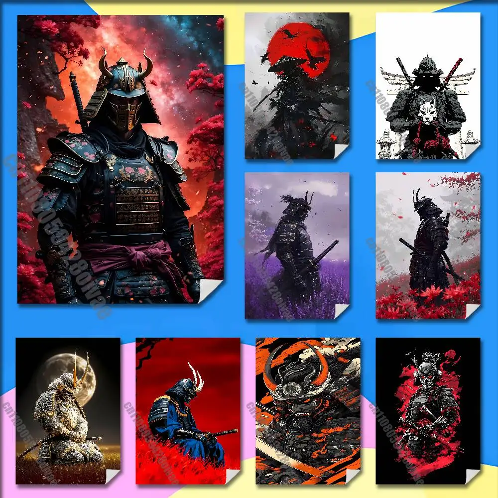

Japanese Bushido Samurai Poster Wall Murals For Home 21x30cm Self-adhesive Decoration Sticker Playbill Cover