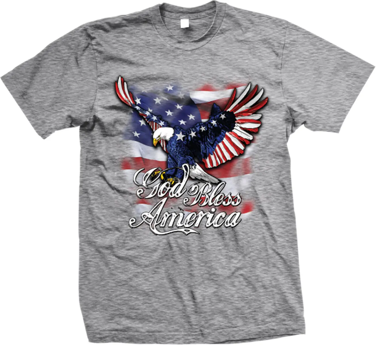 God Bless America. Patriotic American Flag Bald Eagle T-Shirt 100% Cotton O-Neck Short Sleeve Casual Mens T-shirt Size S-3XL