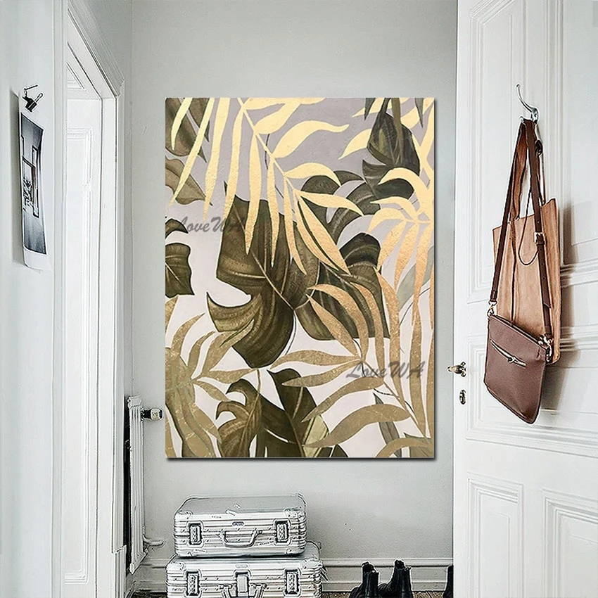 

Оптовая продажа безрамного простого листа Абстрактное искусство Холст Рулон Декоративные картины Золотая фольга Дизайн Текстура Картина на стене