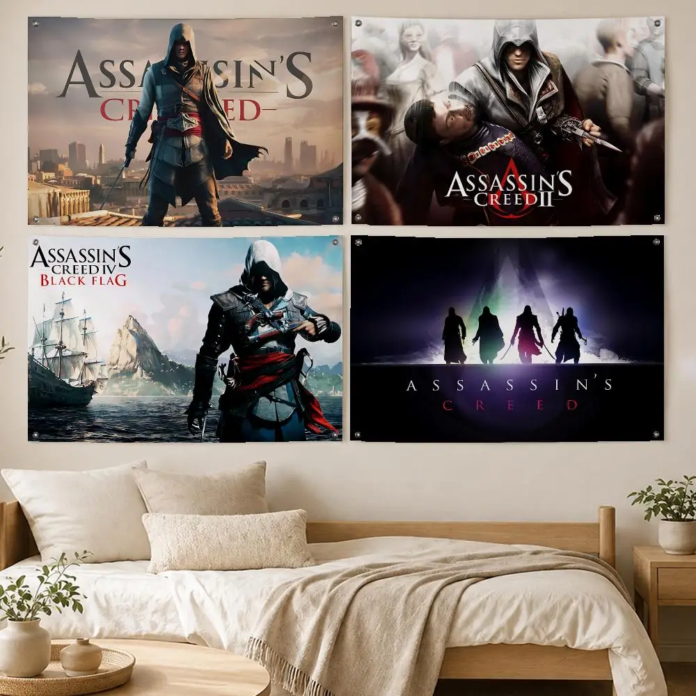Ultimate Game Assassin's Creed Flags Room Bedroom Home Outdoor Wall Hanging Concert Printed Background Decoration Art Banne