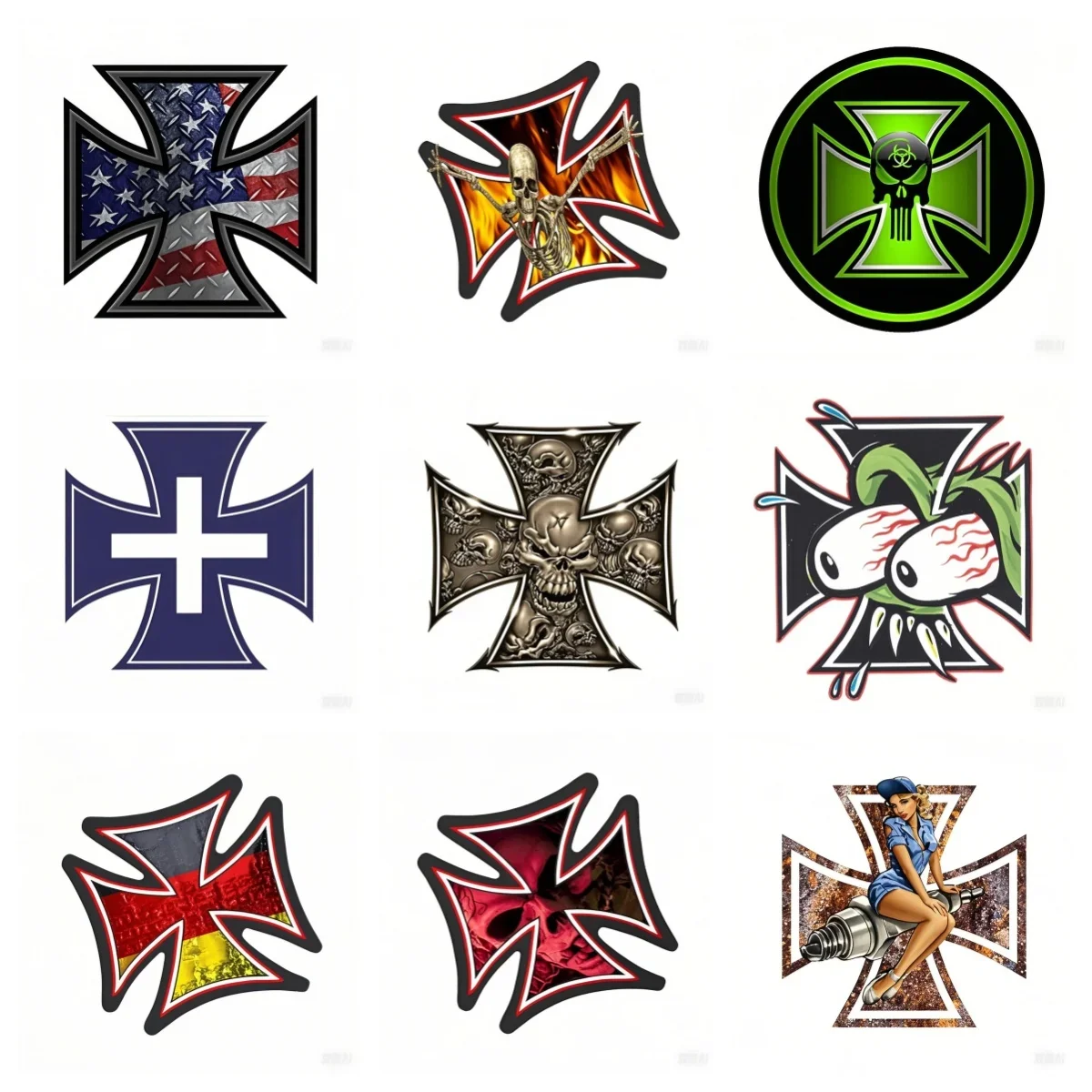 

"Waterproof Automotive Sticker Pack - 5" Rustic Iron Cross Design for Rat Rod/Gasser Cars & Bikes (Durable 765Pro Decal)"