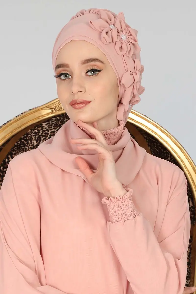 Floral accessory design ready chiffon turban