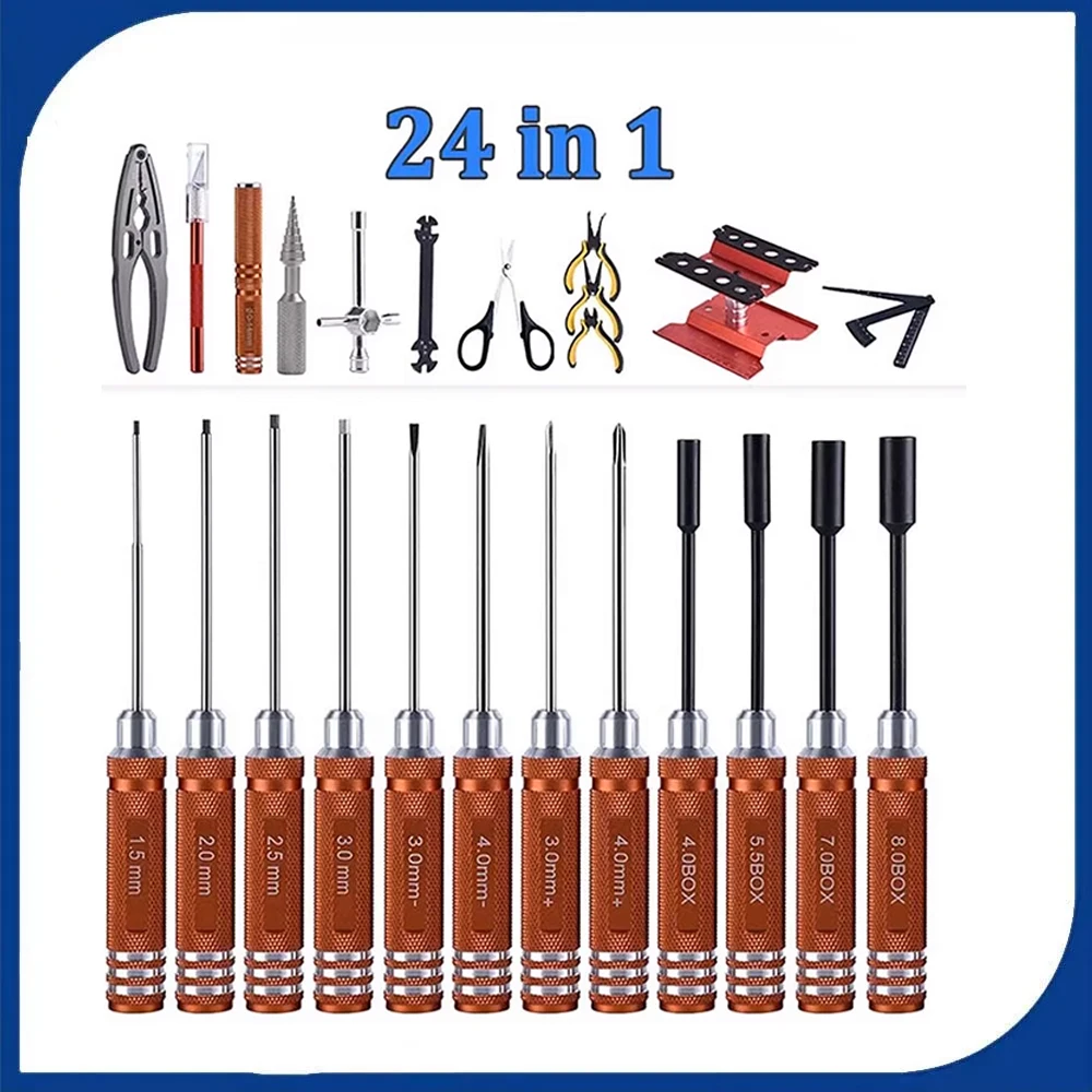 

24-in-1 RC Hex Screwdriver Tool Kit Allen Wrench Phillips Screwdriver for RC Car Drone Boat Quadcopter Helicopter Repair Tools