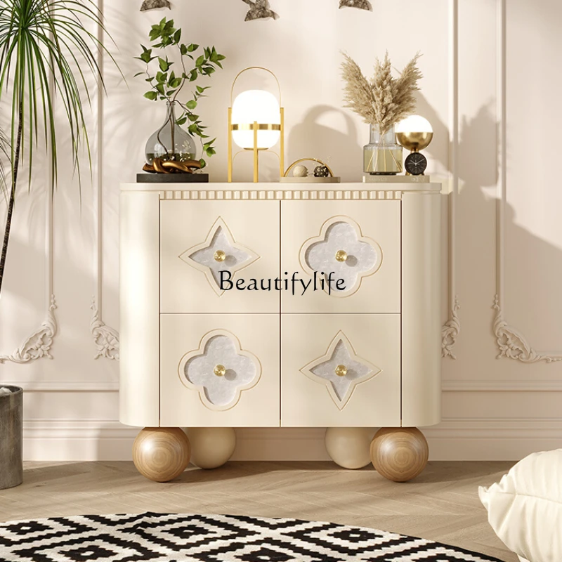 

French Cream Style Dining Side Locker Shell Decorative Storage Entrance Cabinet