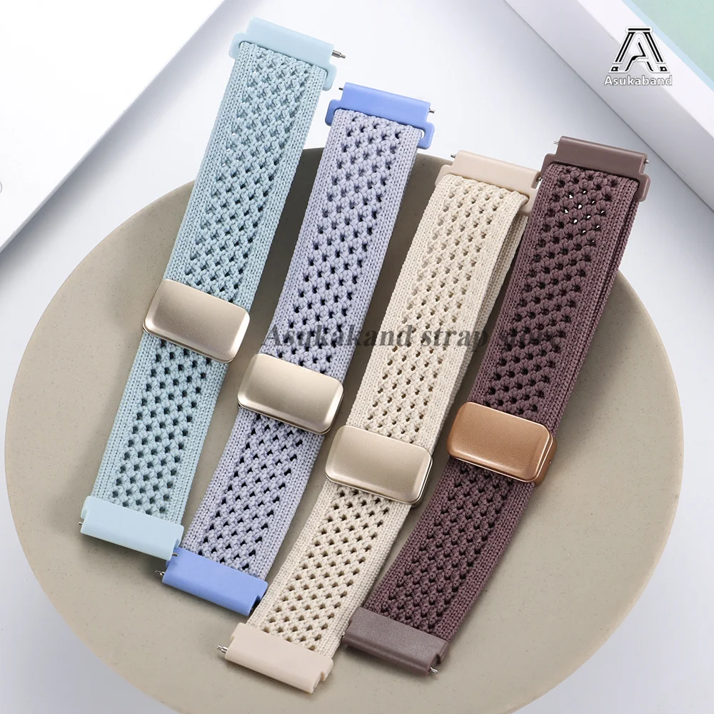 20mm 22mm Weaving Watch Strap Breathable Watchband Sport Magnetic Buckle Belt Universal Men Women Fashion Various Colours Bands
