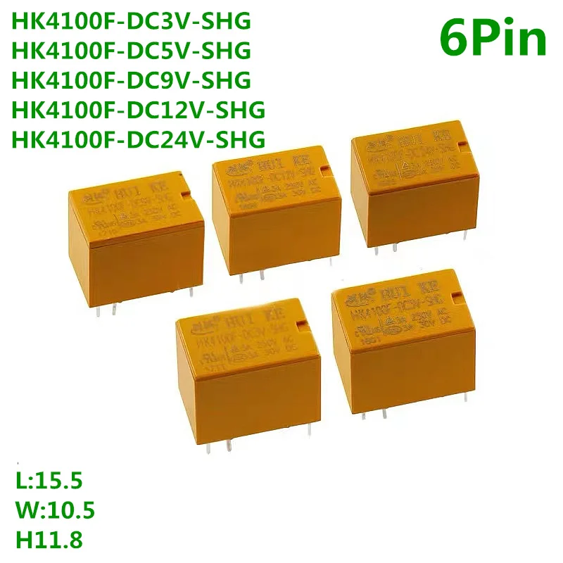 10PCS relay HK4100F-DC12V-SHG HK4100F-DC5V-SHG 6 pin 3A 3V / 5V / 9V / 12V / 24V HK4100F-DC24V-SHG HK4100F-DC3V-SHG