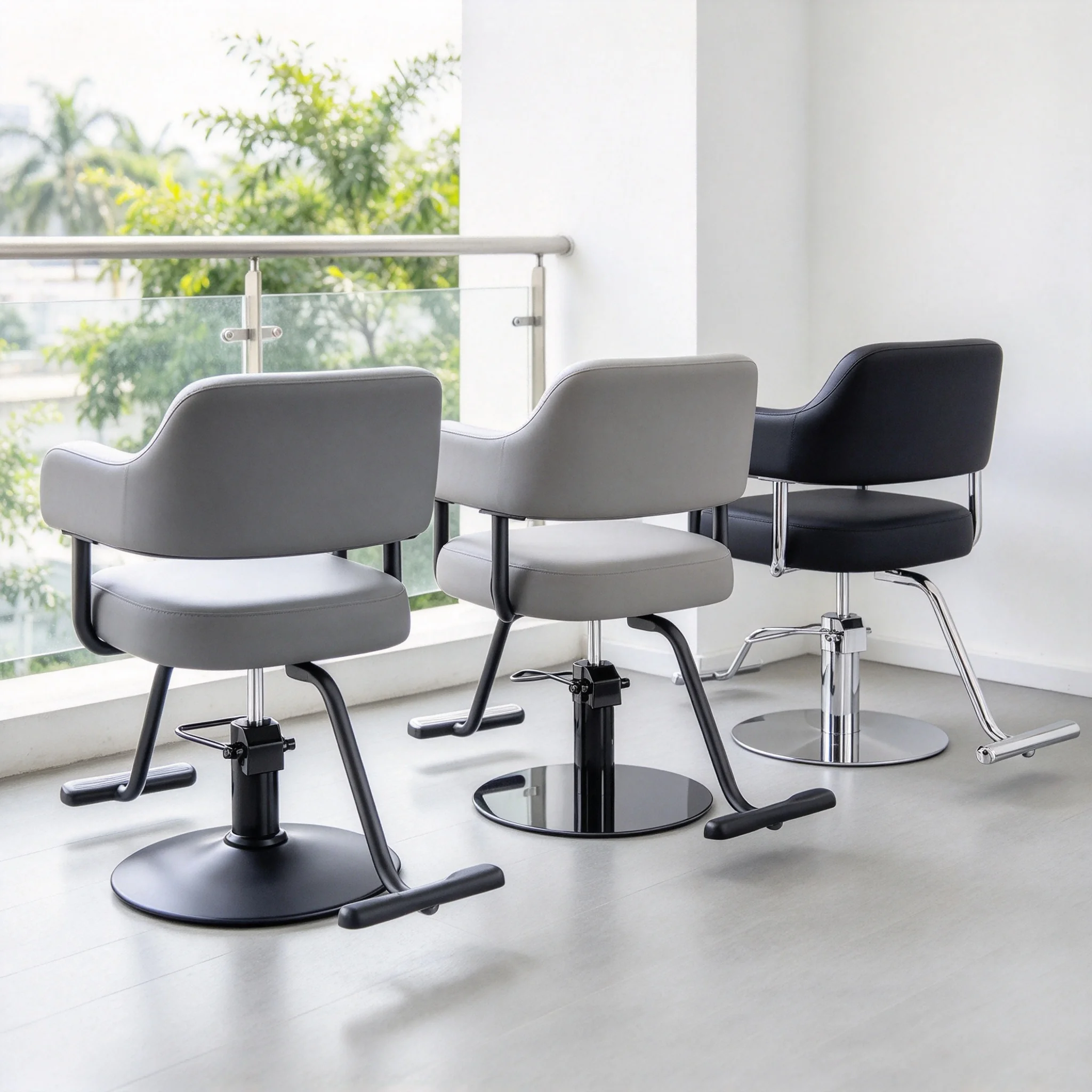 AOLIVIYA Swivel Lift Stainless Base Cutting Stylist Salon Barber Chair Beauty Manicurist Nail Chair Pro Hairdressing Stool