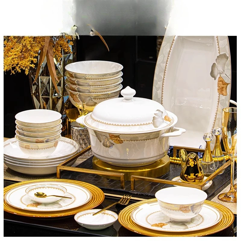 

Bowl household high-value Jingdezhen bowl set, household light luxury ceramic tableware