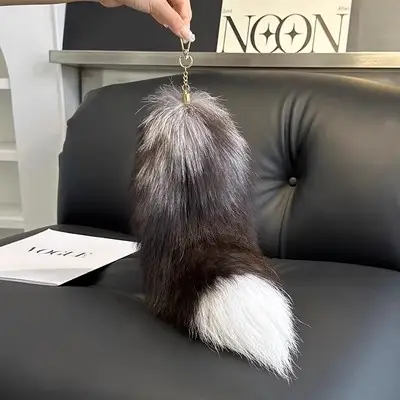 Huge Fluffy Faux Fur Fox Tail Keychain Bags Charm Keys Holder Keyring Bag Pendant Cosplay Tail Cosplay Costume Handbag Accessory