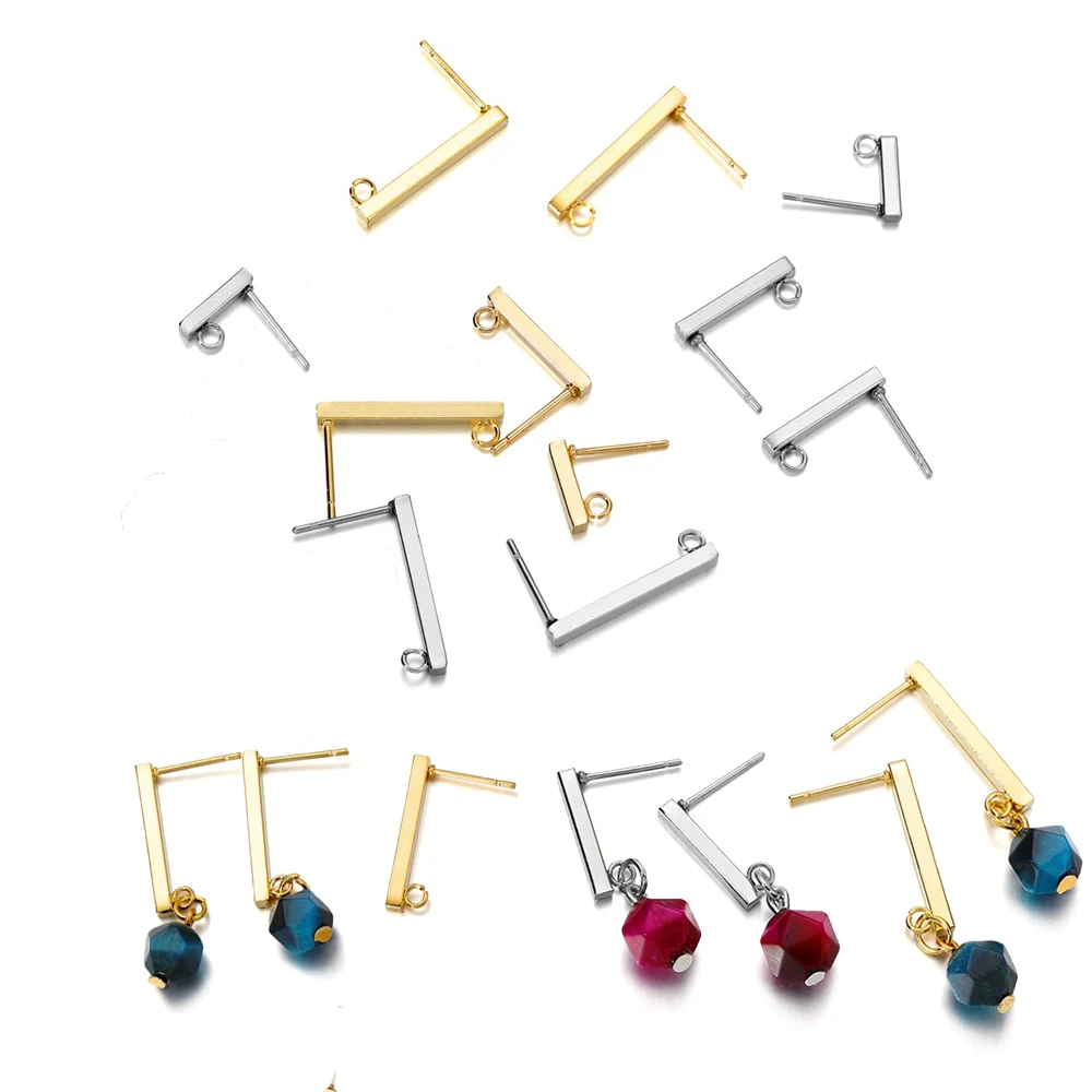 

20pcs/pack Stainless Steel T Type Earring Stud Ear Back Plug Earring Stopper For DIY Jewelry Making Supplies Accessories