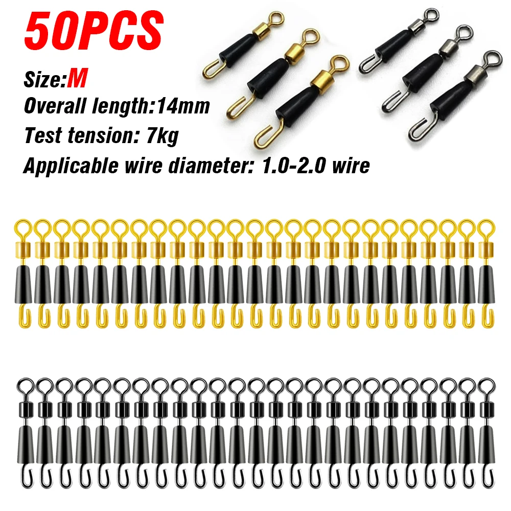 30/50Pcs Angeln Lager Wirbel Kugellager Wirbel Solide Ringe Stecker Schnell Schnelle Link Locken Linie Spin Snap Tackle stecker