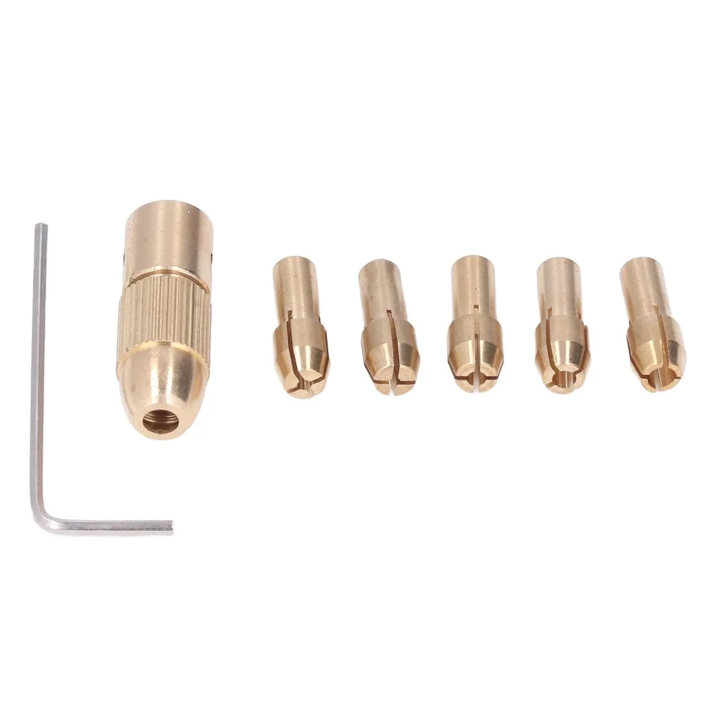 3 sets 4 Jaw Mini Drill Chuck Allen Wrench Included 3.17mm Shaft Fit Brass Drill Chuck Brass Material 0.5-3mm Capacity