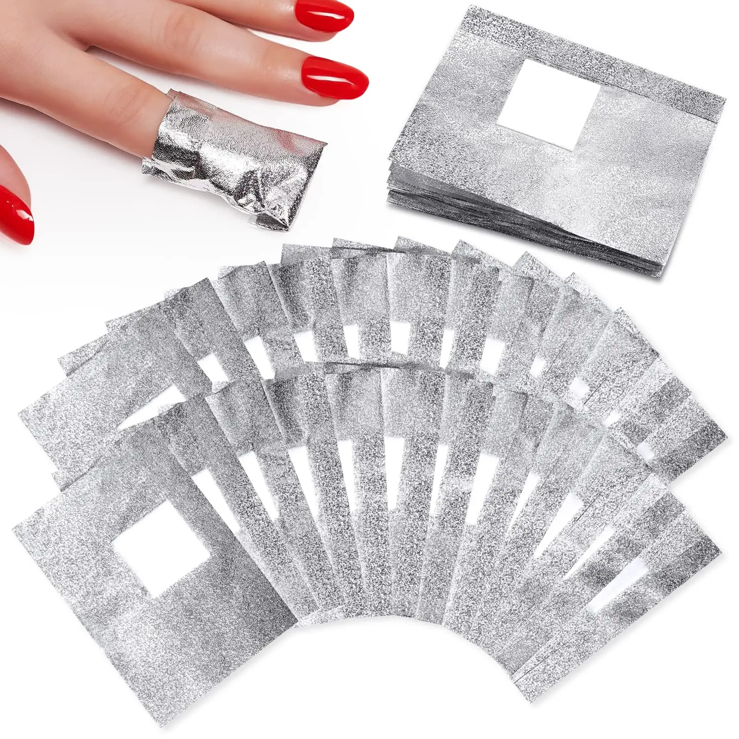 50pcs /100pcs Non Acetone Nail Polish Remover 1.18inch Pre-attached Lint Free Cotton Pads Nail Foil Polish Removal Wraps