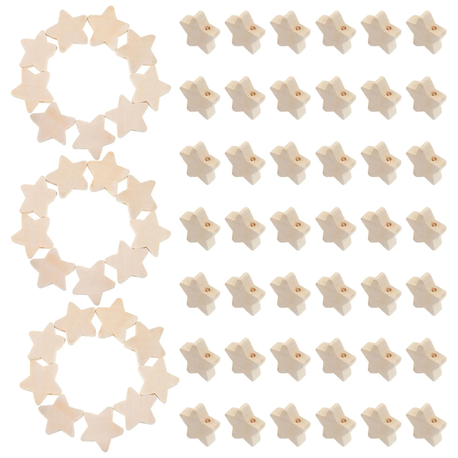 شكل نجمة الخرز الخشبي 100 قطعة الفواصل الخماسية فضفاضة DIY بها بنفسك صنع المجوهرات الحرف أساور القلائد الاطفال ديكور المنزل
