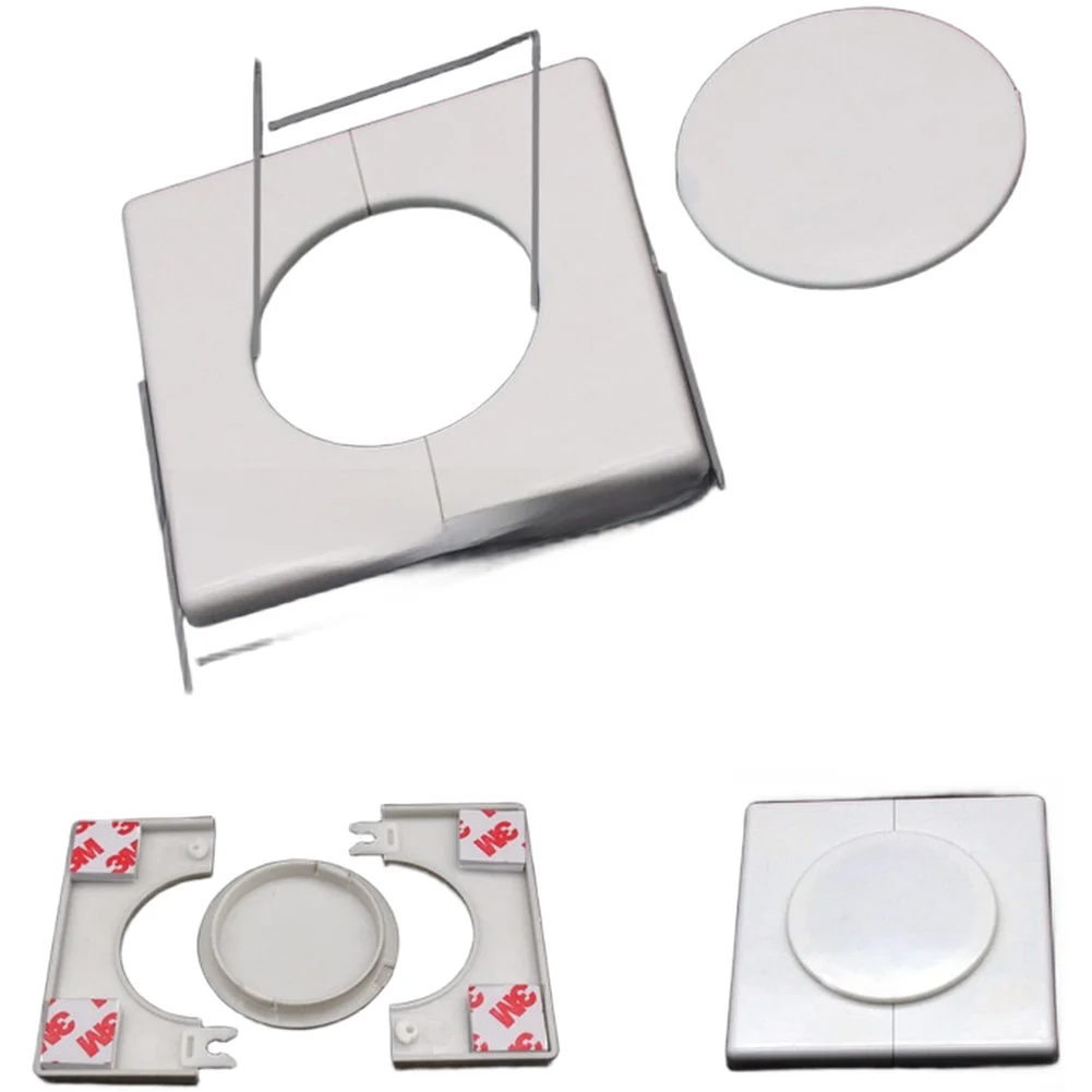 White ABS Pipe End Cap Decorative Wall Hole Cover For Air Conditioning Pipe Opening Split Type Removable Center Disc 8.6cm
