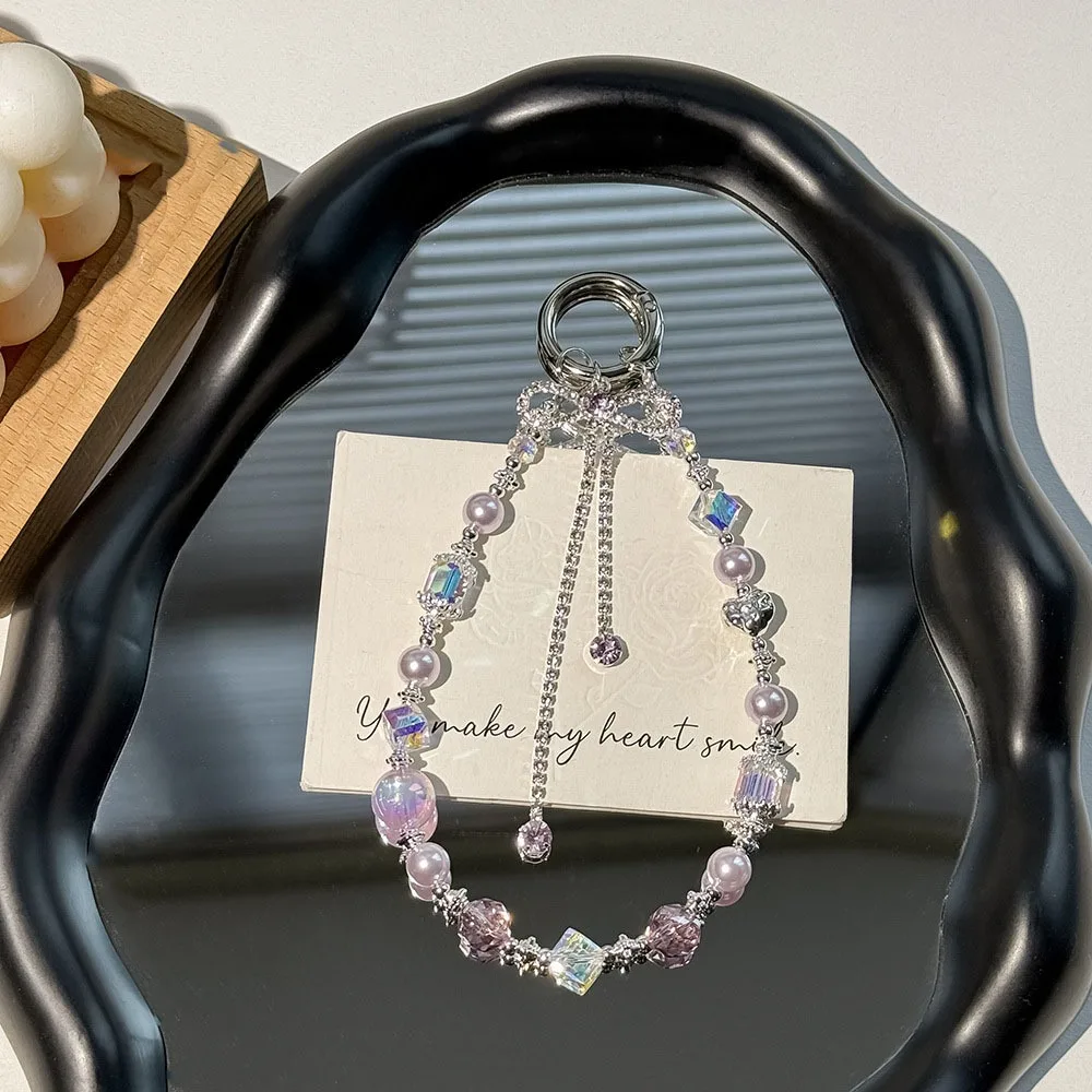 Sweet Tassel Bowknot Phone Chain Anti-lost Heart Mobile Phone Lanyard Jewelry Bag Charms Girls Phone Pendant Female Lady Girl