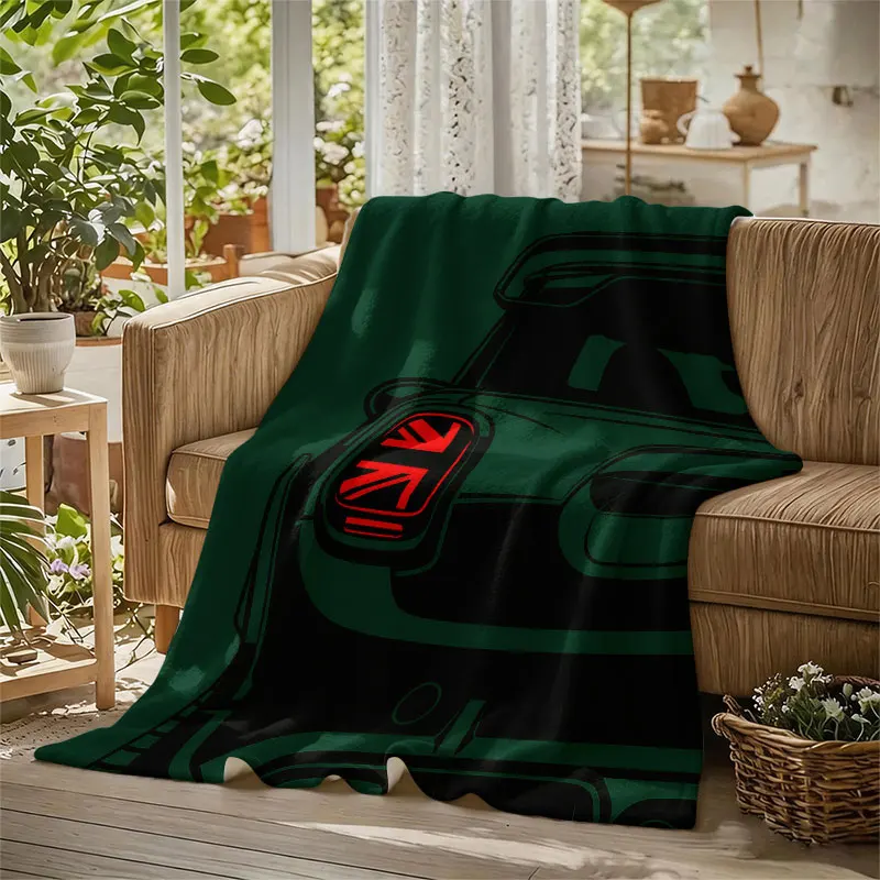 Mini Cooper Rear Green Flannel Blanket Perfect for Sofa Office Bed Travel Sleep Read Relax Camping Four Season Use
