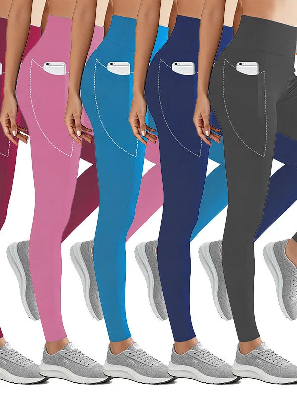 High Waist Yoga Pants Women's Fitness Trousers with Side Pockets Sports Bottoms Elevate Hip Design for City Walk And Pregnancy