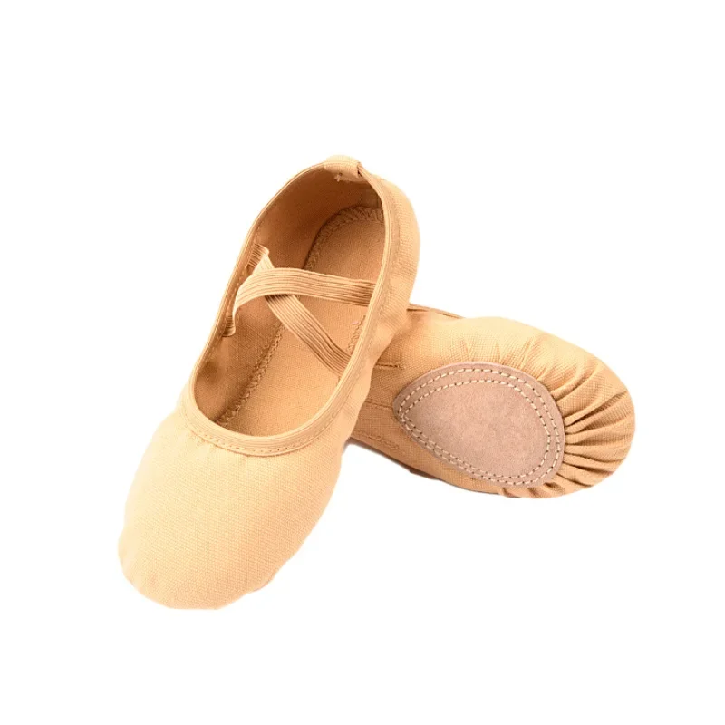 Camel colored dance shoes for women with soft soles for practicing martial arts. Children's dance beginners, yoga, soft soles fo