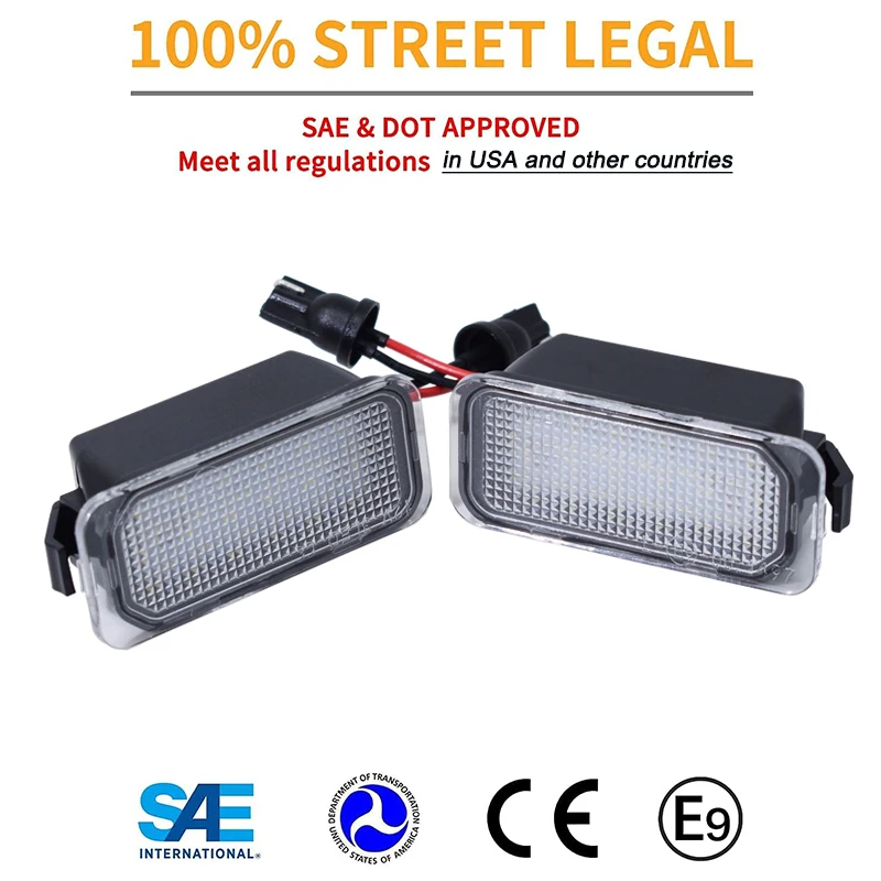 2Pcs Canbus LED Number License Plate Lights Lamps For Ford Focus Fiesta Ranger Explorer Transit Escape Fusion Mondeo Edge Kuga
