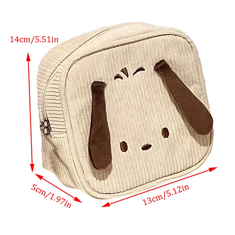 Sanrio Corduroy ผ้าเช็ดปากเก็บซิปกระเป๋าผ้าลูกฟูกสำหรับเด็กผู้หญิงระยะเวลาทางสรีรวิทยากระเป๋าแบบพกพาสำหรับสินค้าชิ้นเล็ก