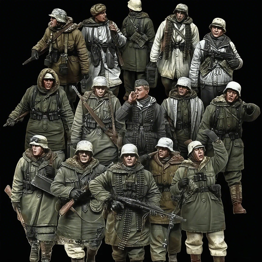 

1:35 литая модель из смолы, серый набор, зимняя армия Второй мировой войны, 15-местный набор, требующая сборки, неокрашенная