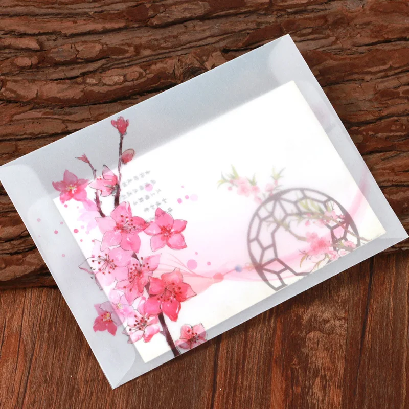 5pcs Vintage Peach Blossom Paper Envelope Postcards Greeting Card Cover Kawaii Stationery Paper Bag Wedding Envelopes