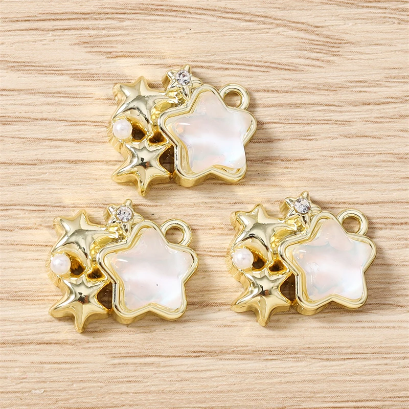 5 Stück 18x15mm Niedliche Kristall-Metall-Stern-Anhänger für die Herstellung von Ohrhängern, Halsketten, Armbändern, DIY-Bastelarbeiten und Schmuckzubehör – Detail 7