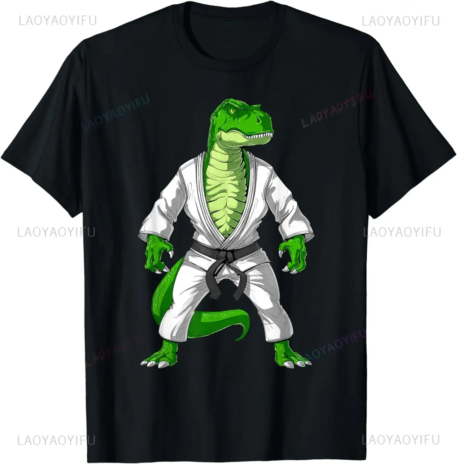 T-rex Dinosaur Jujitsu Judo Karate Taekwondo Martial Arts Summer Trend Harajuku Short Sleeve Unisex Graphic Oversized T-shirt