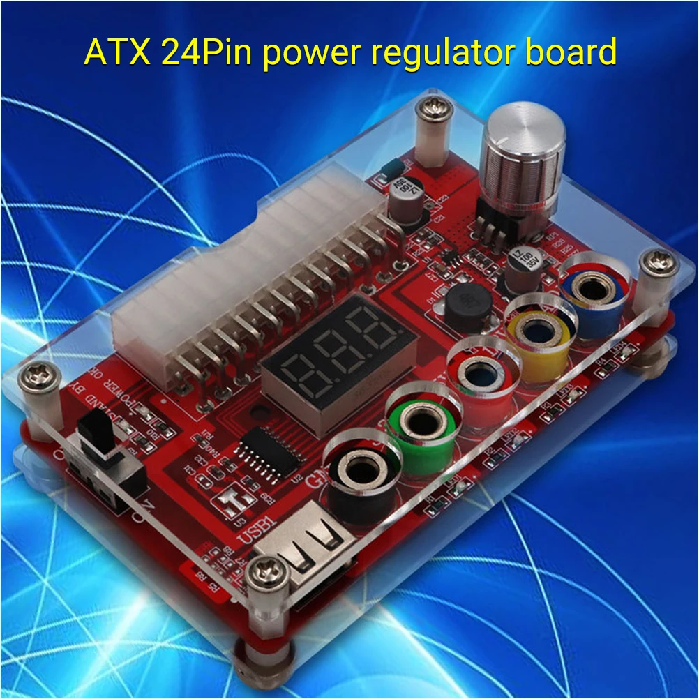 

Power Regulator Board Adjustable Voltage Module Output Terminal ATX Transfer Adapter for Microcontroller LED Lights