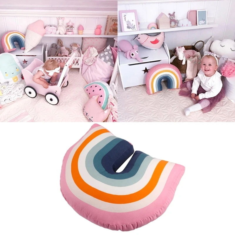 Rainbow Arch Neck Pillow Toy Kids Bed Playroom Stuffed Sleeping Cushion Dropsale