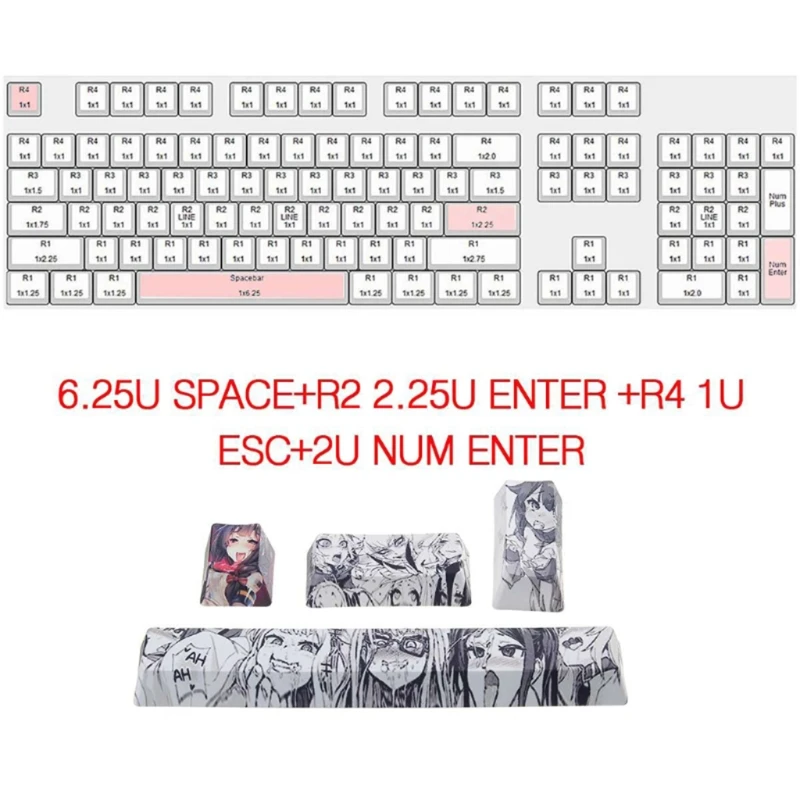 Dropship Sea Coral/Cartoon Girl Keycap 5 Sisi Pewarna Subbed untuk Keyboard Mekanis untuk 6.25U Spasi Tombol Enter Profil