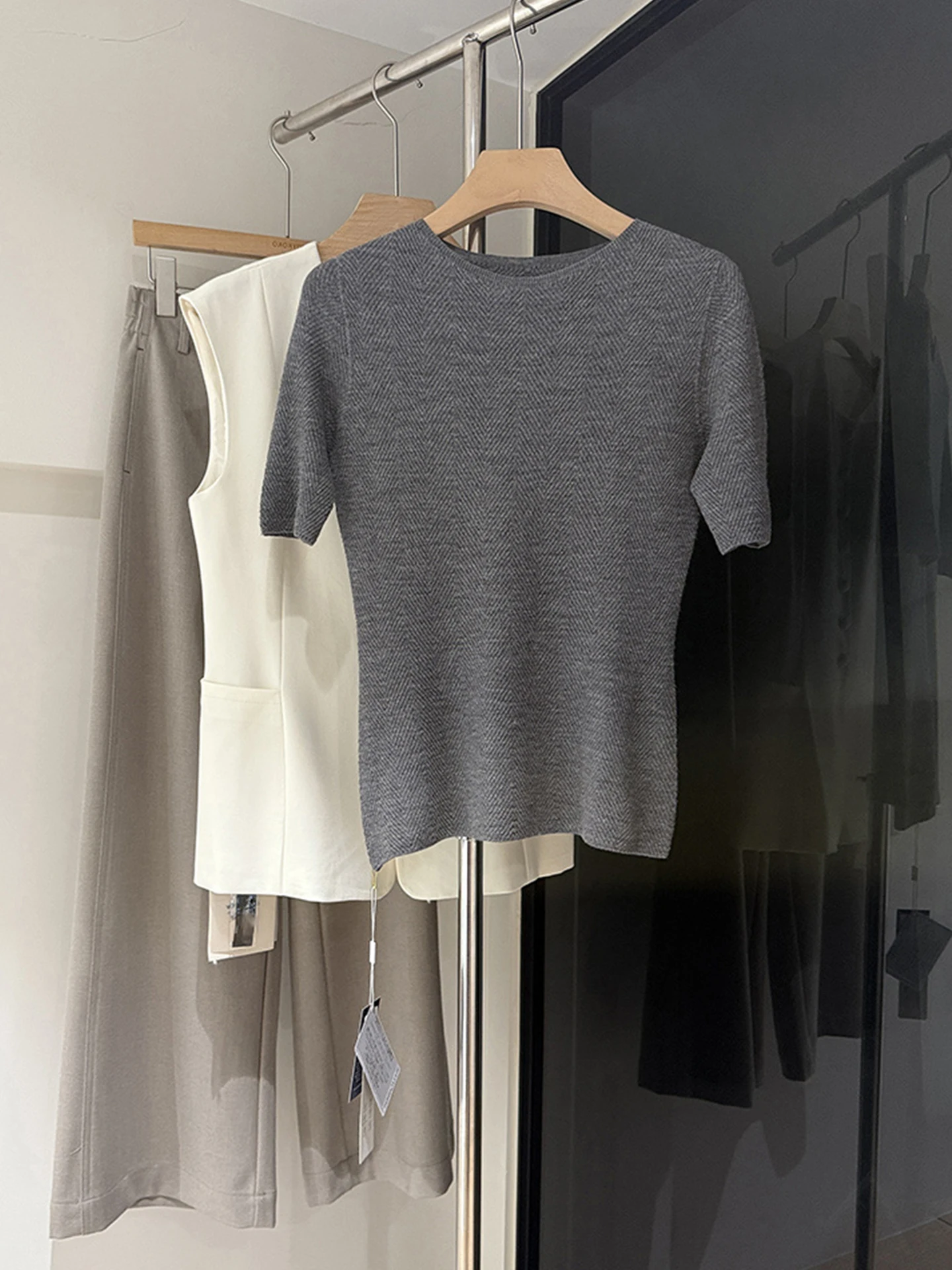 

Effect для похудения ort Sve Трикотаж Повседневный пуловер в корейском стиле Женский топ Удобный средний софтн стандартной посадки