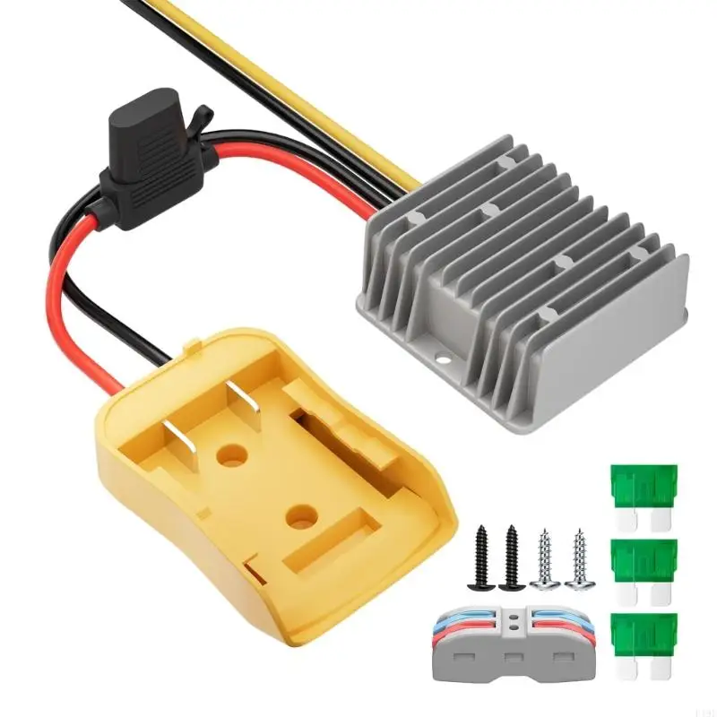 Battery Adapter 20V to 12V Step Down Converters with 12V 20A Output, Metal Heatsink Housing for DE 18/20V Tool for DIY and F19E