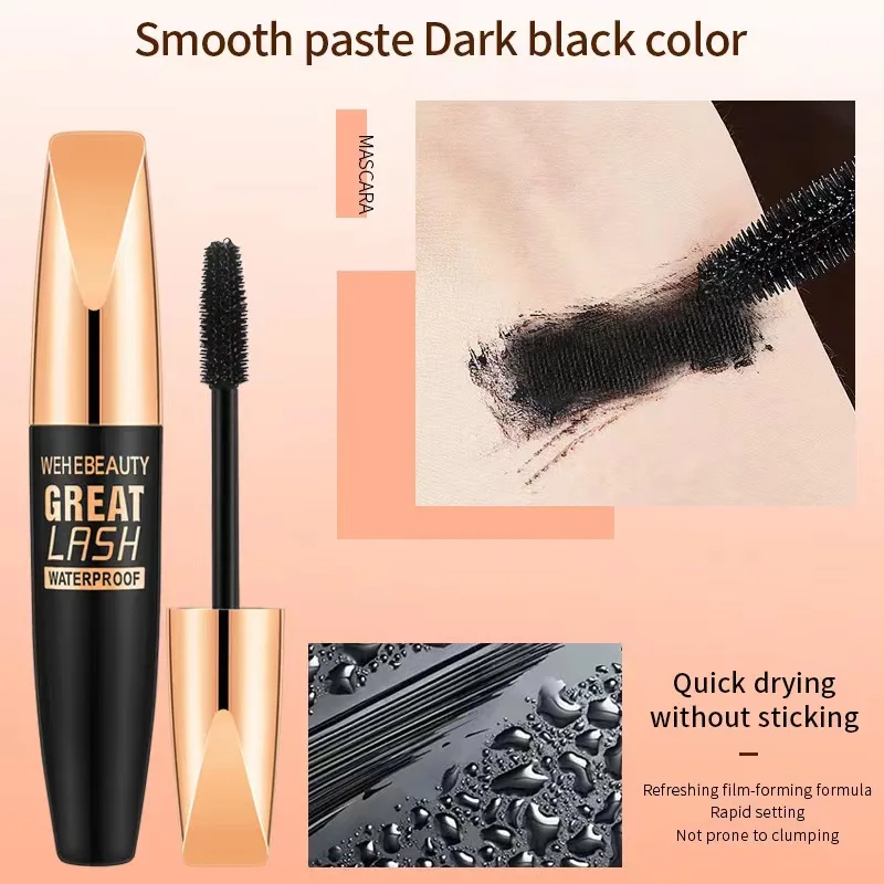 4d Waterproof Mascara Natural Long-Lasting Non-Smudding Black Silk Fiber Lengthens Eyelashes Female Beauty Cosmetic Eye Makeup