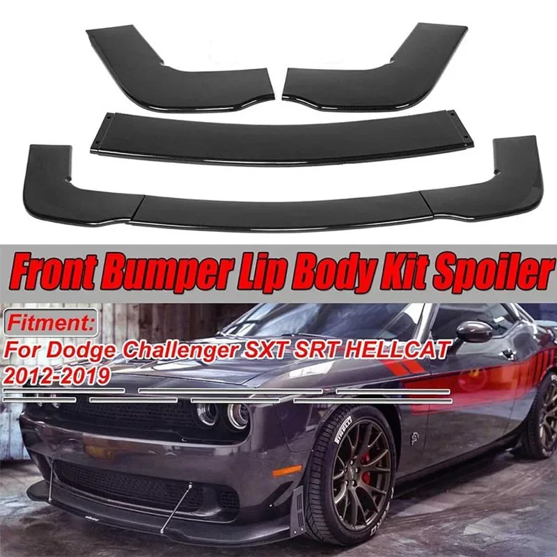 

3 Piece Front Lip Compatible with for Dodge Challenger SXT SRT Hellcat 2012-2022 Front Bumper Lip Splitter Spoiler
