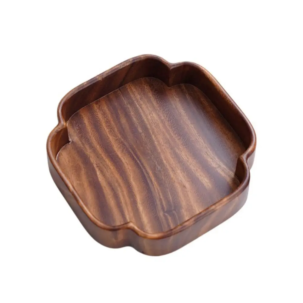 Smooth Edge Wooden Candy Plate Japanese Style Natural Fruit Tray Stackable Dessert Plate Candy Serving