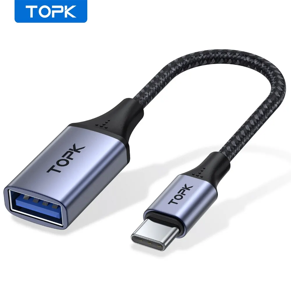 TOPK USB C na USB A Dapter OTG Kabel typu C męski na USB 3.0 2.0 żeński do MacBooka Pro Adapter Samsung Typ C