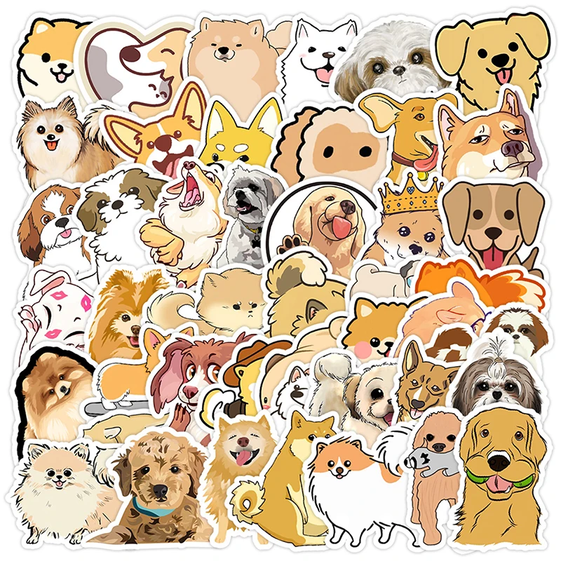 

50 шт., наклейки с милыми мультяшными животными и собаками, ноутбук, гитара, шлем, бутылка, канцелярские принадлежности, водонепроницаемые украшения, эстетические наклейки, детские игрушки