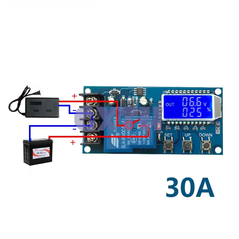 10A 30A 6-60V modulo di controllo caricabatterie al litio piombo-acido controllo di carica automatico scheda di protezione da sovraccarico 12V 24V