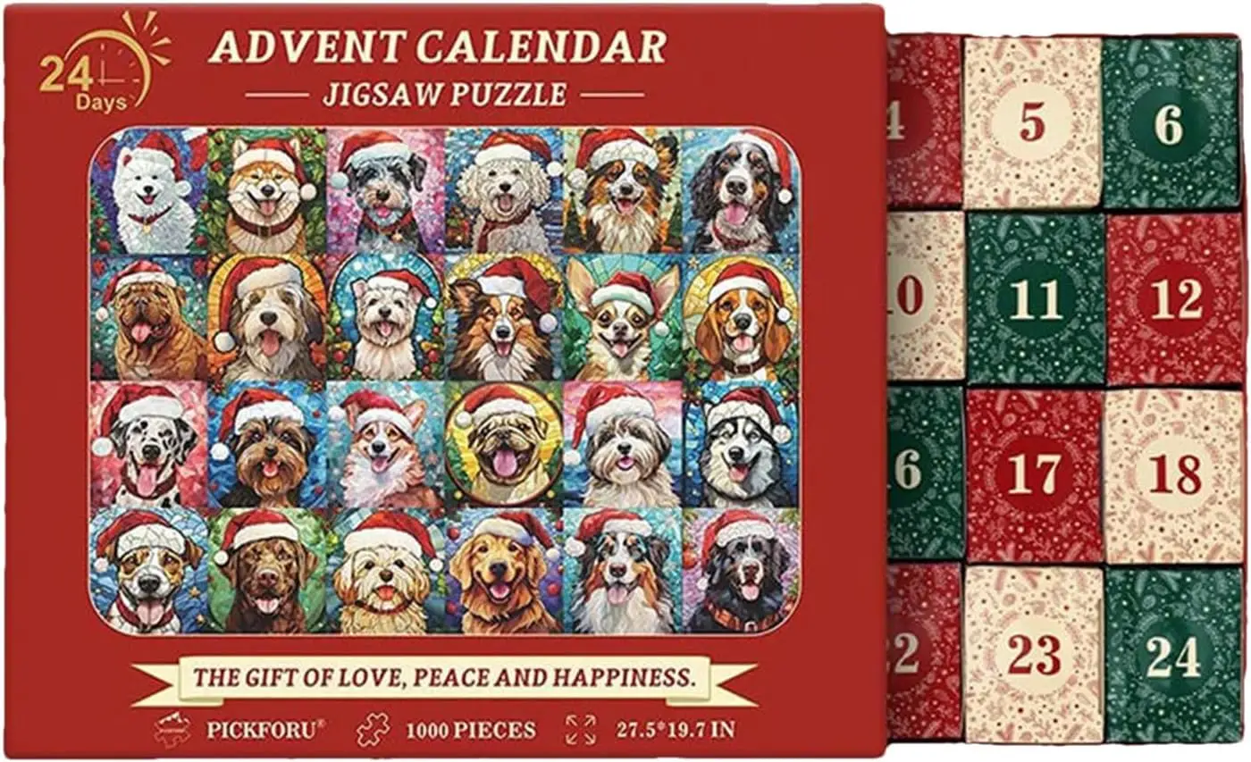 

Christmas Countdown Calendar Dog 2025 Advent Puzzle with Festive Dog Pattern for Holiday Fun