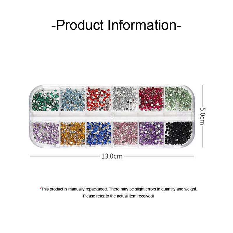 12 شبكة لامعة كريستال مسمار الفن أحجار الراين-أحجار كريمة مسطحة للزينة-زينة الأظافر أحذية ماكياج أكياس SZZS05