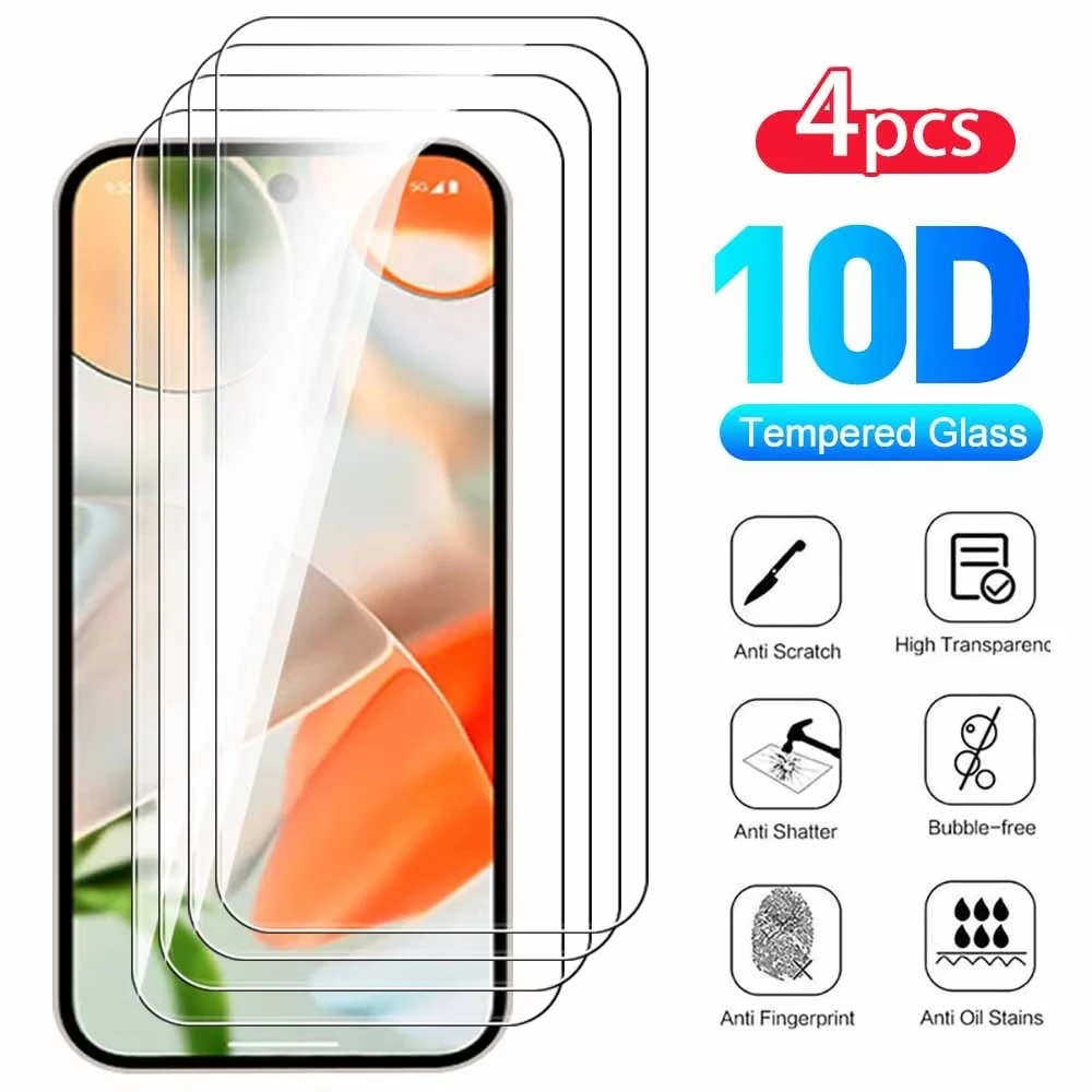 Protecteur d'écran pour Google Pixel 10 Pro XL, 4 pièces, verre trempé 9H, Film HD